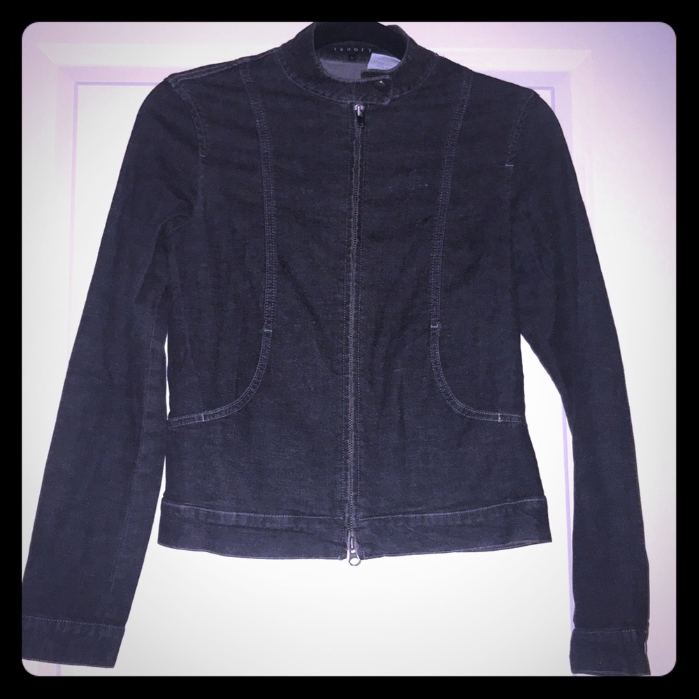 Theory Dark Gray/Black Moto Jacket. Size: Small